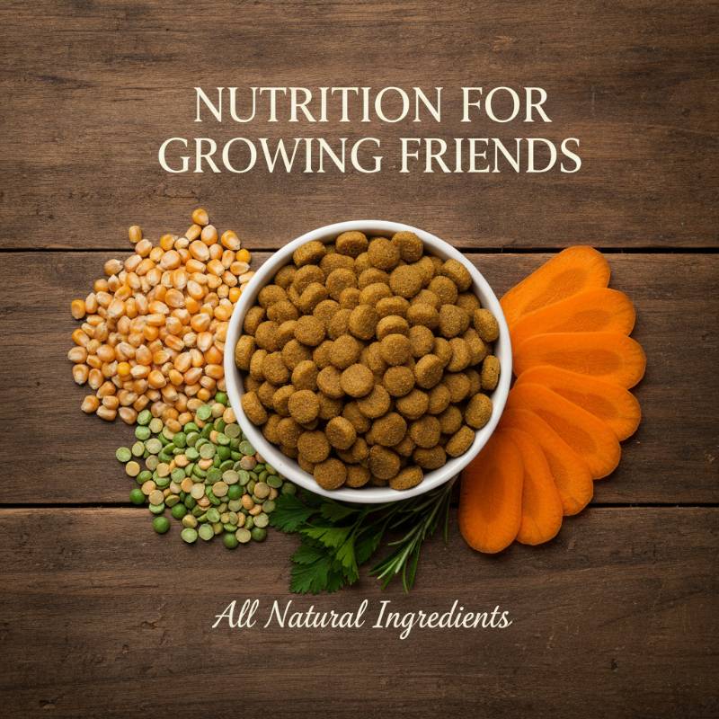Ingredients of puppy food including corn and chicken