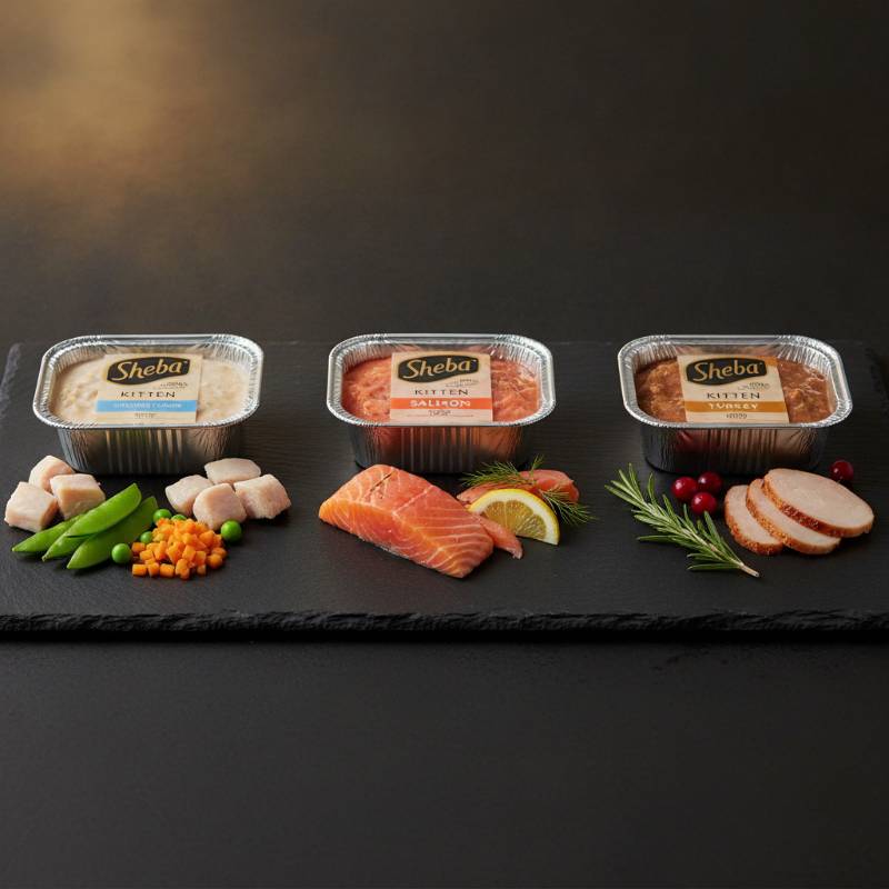 Wet kitten food flavor options like chicken and salmon