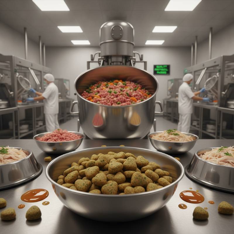 Safe and clean pet food manufacturing kitchen