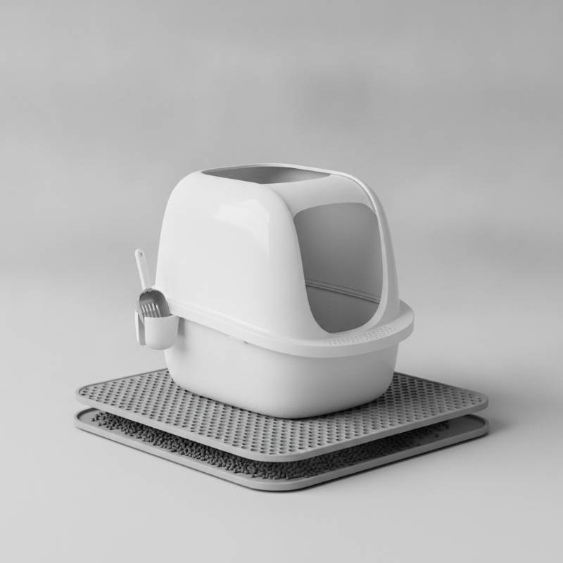 Litter box setup with a double-layer honeycomb trapping mat