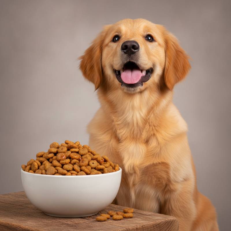 A happy healthy puppy looking up with a shiny coat.