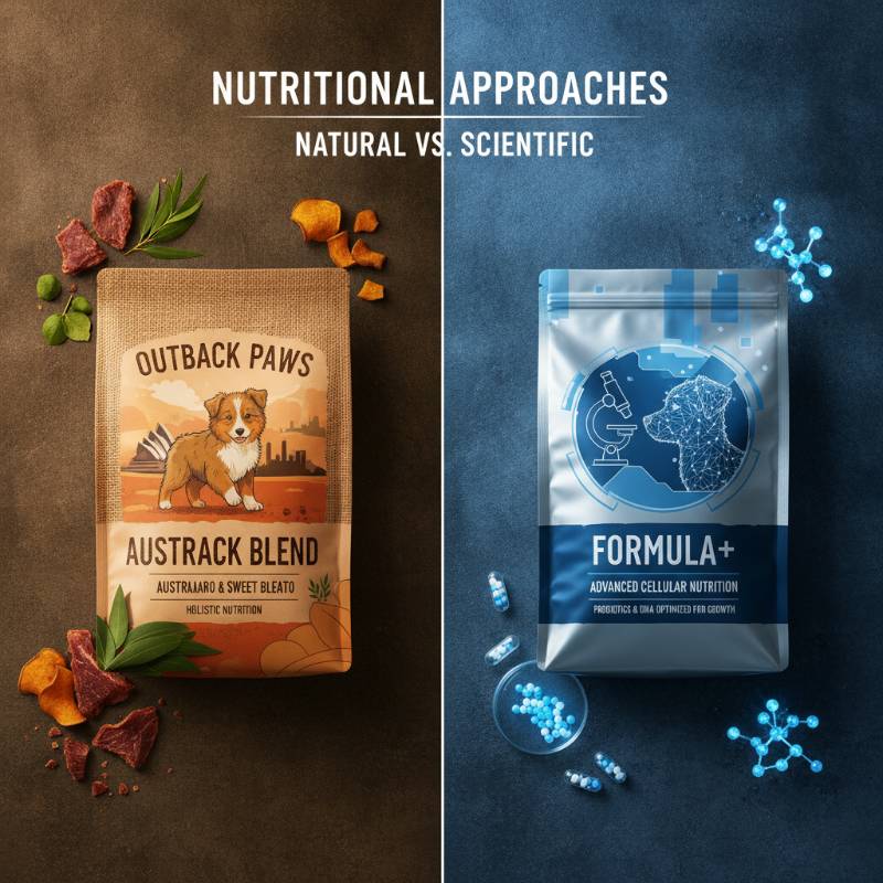 Comparison diagram of Black Hawk and Royal Canin puppy food bags
